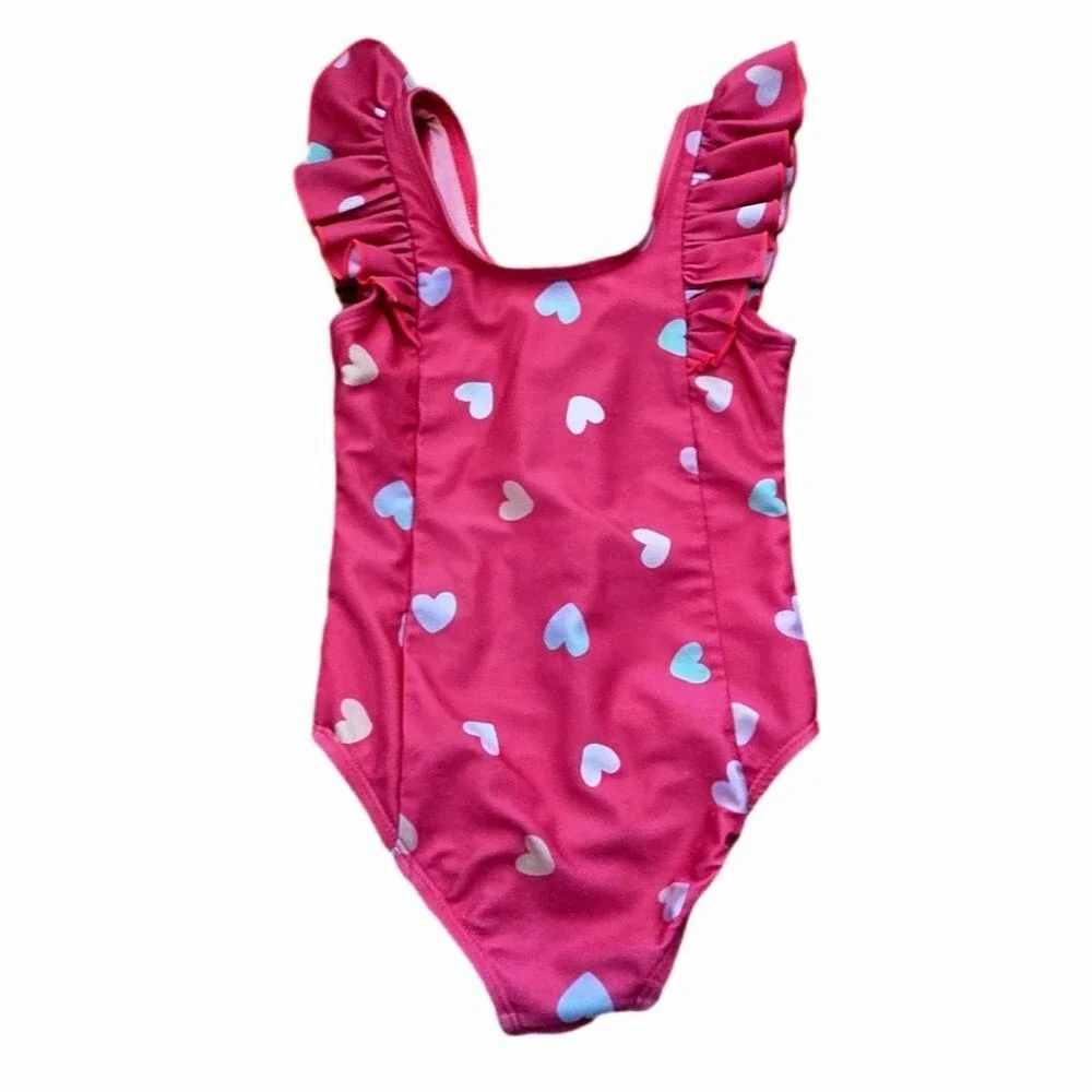 Cat & Jack Kids Blue Dinosaurs and Pink With Hearts Swimsuits